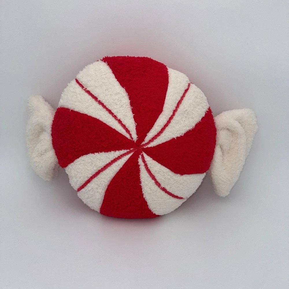 Wondershop Christmas Peppermint Candy Sherpa Throw Pillow NWT Red White